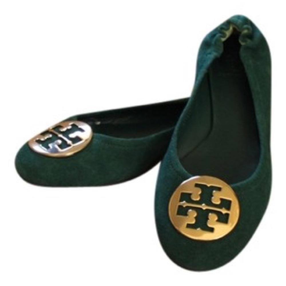 Tory Burch Flats in Dark Green Suede - 9.5